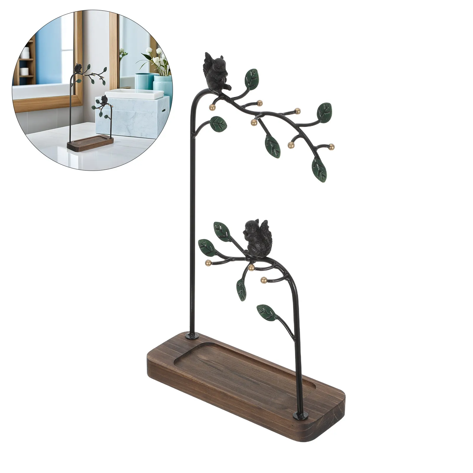 Metal Jewelry Tree Stand with Wood Tray Base Rustic Hoop Earrings Necklace Display Tower Hanging Organizer for Rings Bracelets
Metal Jewelry Tree Stand with Wood Tray Base Rustic Hoop Earrings Necklace Display Tower Hanging Organizer for Rings Bracelets