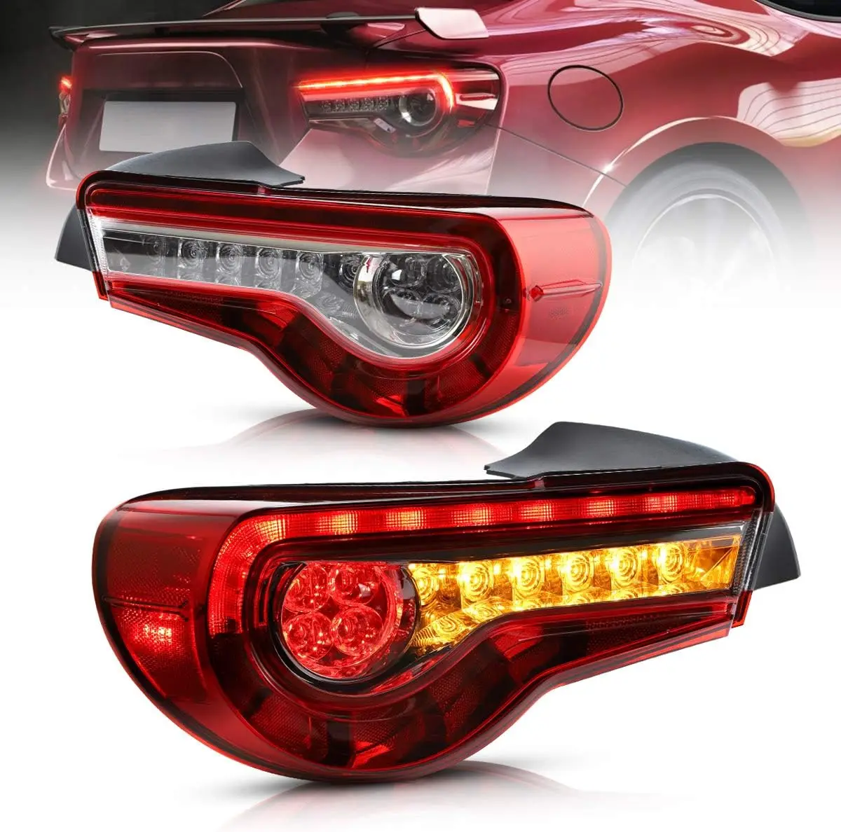 Led Tail lights Compatible with Scion Fr-s 2013-2016 Toyota86/ Subuaru Brz 2013-2020 with Amber Sequential, OE Style Rear
Led Tail lights Compatible with Scion Fr-s 2013-2016 Toyota86/ Subuaru Brz 2013-2020 with Amber Sequential, OE Style Rear