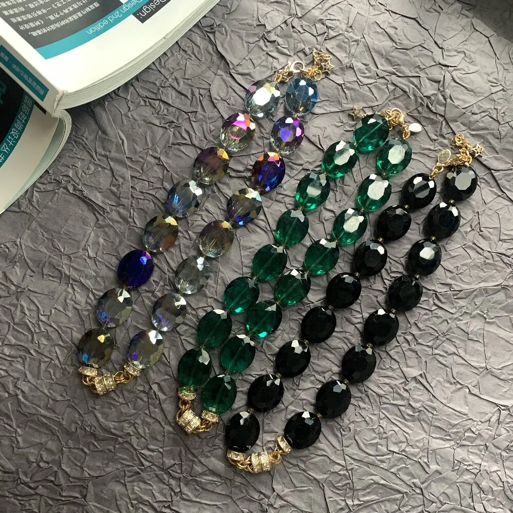 Vintage exaggerated Glass crystal beads Collarbone chain necklace for women's girl gift Party fine Jewelry
Vintage exaggerated Glass crystal beads Collarbone chain necklace for women's girl gift Party fine Jewelry