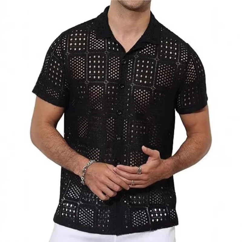 KEXU 2026 Cross Border Men's Summer New Knitted Hollow Short Sleeve Shirt for Casual Vacation
KEXU 2026 Cross Border Men's Summer New Knitted Hollow Short Sleeve Shirt for Casual Vacation