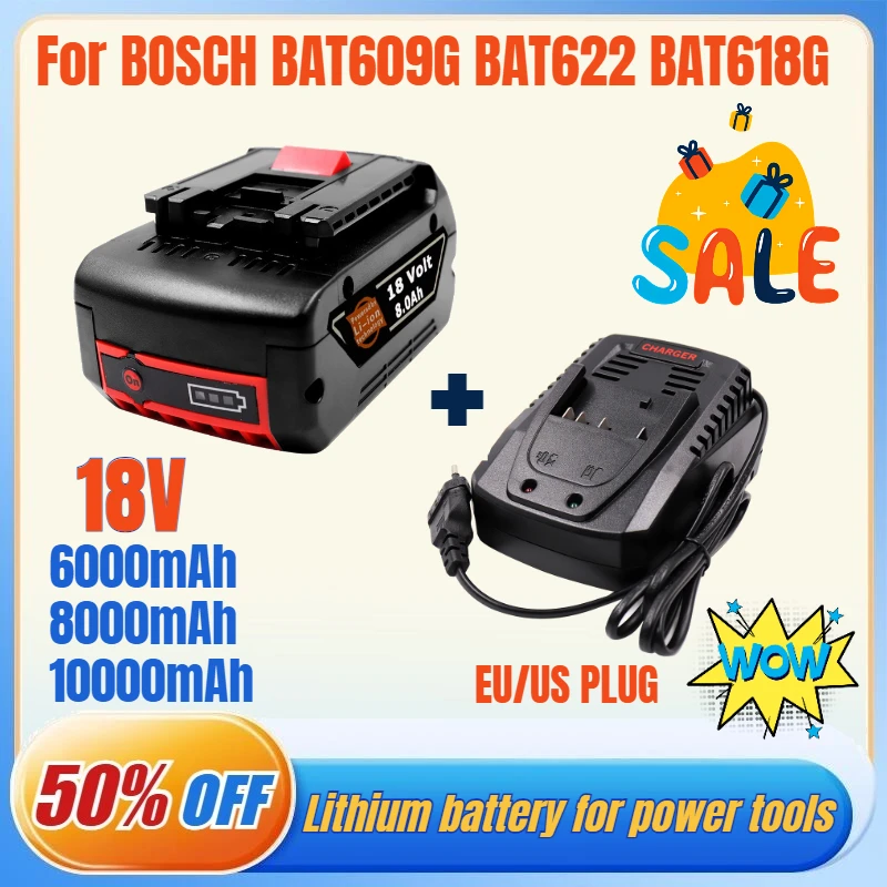 Новая перезаряжаемая литий-ионная батарея для инструментов, подходит для Bosch 18 В 6,0-10,0 Ач, 6000 мАч, сменная батарея BAT609G BAT622 BAT618G
Новая перезаряжаемая литий-ионная батарея для инструментов, подходит для Bosch 18 В 6,0-10,0 Ач, 6000 мАч, сменная батарея BAT609G BAT622 BAT618G