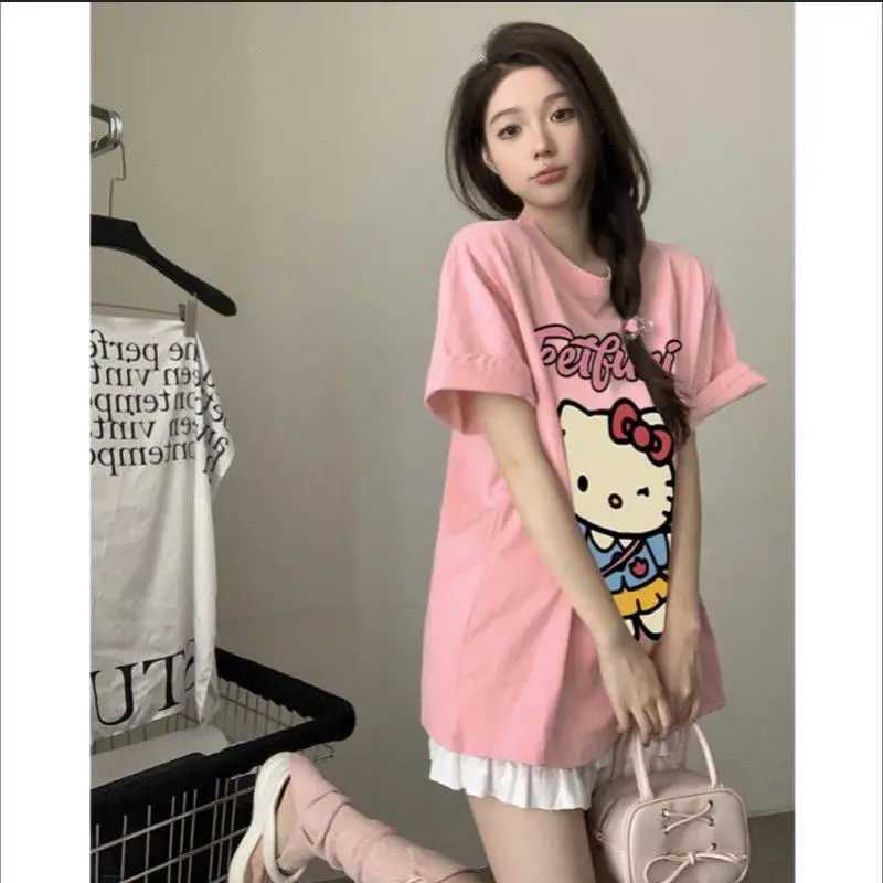 Sanrios Kawaii милая футболка с короткими рукавами «Hello Kitty» для девочек, новый стиль, модная тонкая удобная повседневная домашняя одежда
Sanrios Kawaii милая футболка с короткими рукавами «Hello Kitty» для девочек, новый стиль, модная тонкая удобная повседневная домашняя одежда
