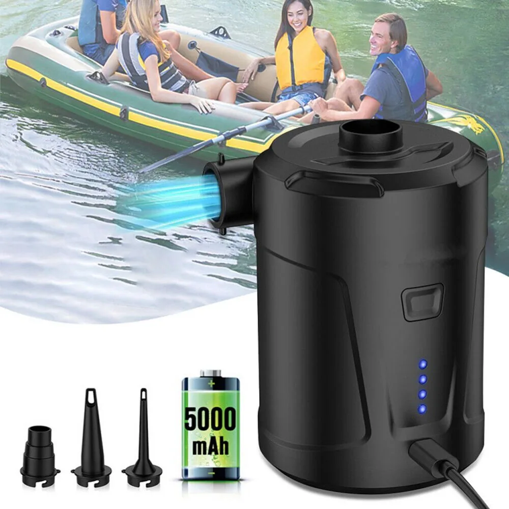 Electric Air Pump Portable Wireless Air Compressor Fast Inflator/Deflator Pumps 3 Nozzles for Inflatable Cushions Air Beds Boat
Electric Air Pump Portable Wireless Air Compressor Fast Inflator/Deflator Pumps 3 Nozzles for Inflatable Cushions Air Beds Boat