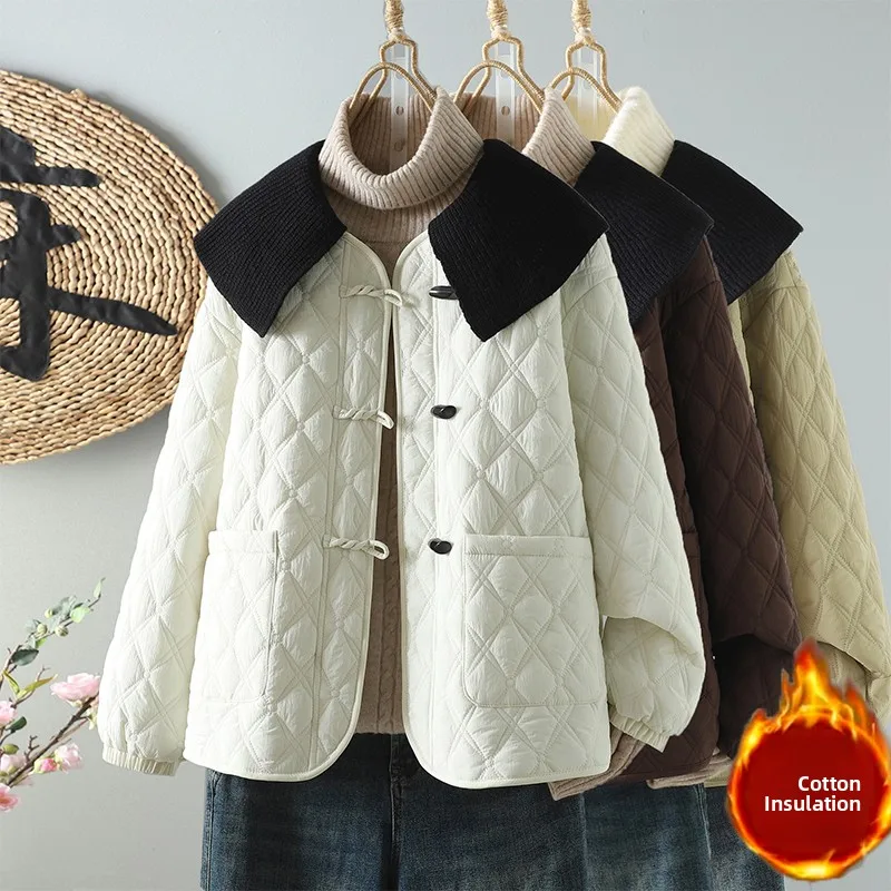 Casual Loose Cotton Jacket Coat Vintage Style Button up Collar Color Block Design Anti-Aging Winter New Arrival Women's Wear
Casual Loose Cotton Jacket Coat Vintage Style Button up Collar Color Block Design Anti-Aging Winter New Arrival Women's Wear