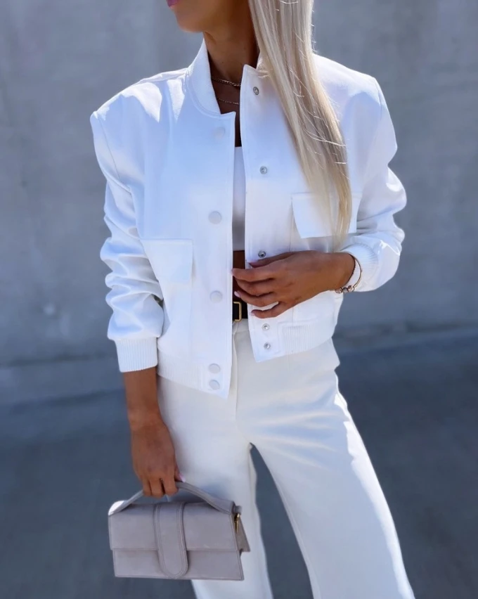 Women's fashionable casual jacket 2024 autumn new jacket button up baseball collar large pocket pilot jacket
Women's fashionable casual jacket 2024 autumn new jacket button up baseball collar large pocket pilot jacket