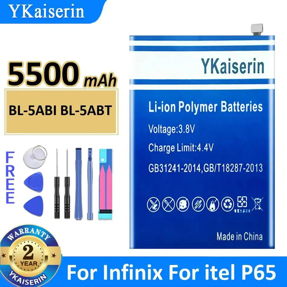 Mobile Phone Battery 5500mAh BL-5ABI BL-5ABT Good Low-Temperature Performance Safe For Infinix For Itel P65
Mobile Phone Battery 5500mAh BL-5ABI BL-5ABT Good Low-Temperature Performance Safe For Infinix For Itel P65