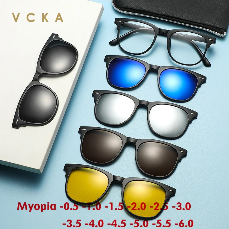 Мужские и женские очки для близорукости VCKA, классические поляризационные очки с магнитной застежкой, оправа для очков 6 в 1, очки по рецепту-0,5 ~-10
Мужские и женские очки для близорукости VCKA, классические поляризационные очки с магнитной застежкой, оправа для очков 6 в 1, очки по рецепту-0,5 ~-10