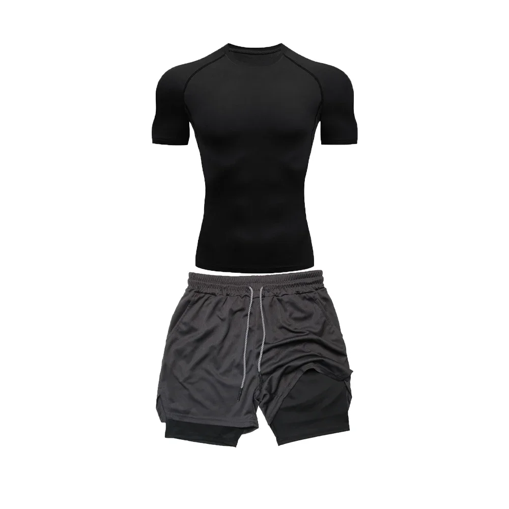2PCS Men's Compression Sportswear Set Fitness Gym Suit Quick Dry Compression Shirts + 2 in 1 Performance Shorts Athletics Summer
2PCS Men's Compression Sportswear Set Fitness Gym Suit Quick Dry Compression Shirts + 2 in 1 Performance Shorts Athletics Summer