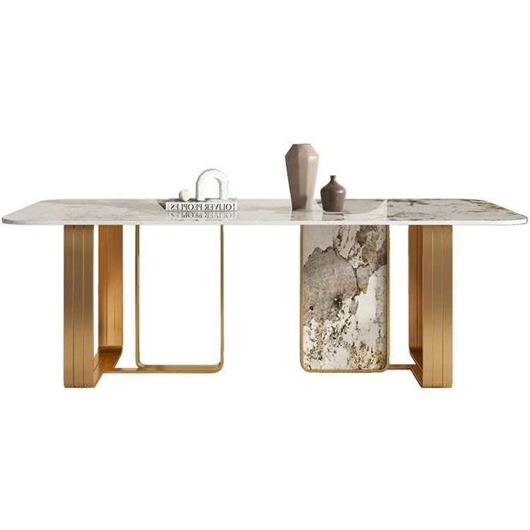 Household modern simple rectangular minimalist dining table and chair combination 
Household modern simple rectangular minimalist dining table and chair combination