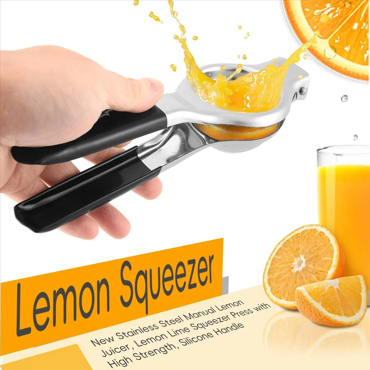 KSOL Lemon Squeezer - New Stainless Steel Manual Lemon Juicer, Lemon Squeezer with High Strength, Silicone Handle
KSOL Lemon Squeezer - New Stainless Steel Manual Lemon Juicer, Lemon Squeezer with High Strength, Silicone Handle