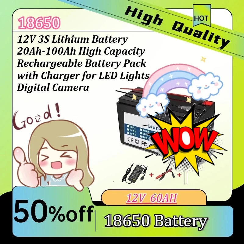 High quality 12V 3S Lithium Battery 20Ah-100Ah Rechargeable Battery Pack with Charger for portable power station
High quality 12V 3S Lithium Battery 20Ah-100Ah Rechargeable Battery Pack with Charger for portable power station