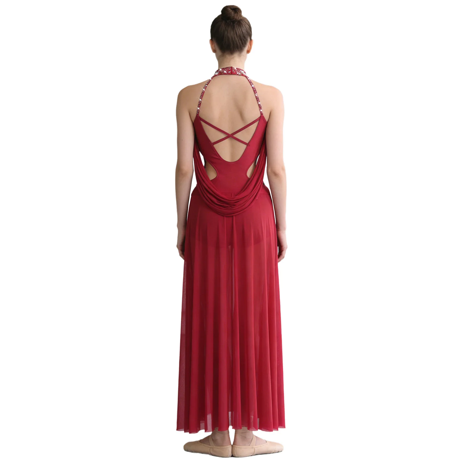 Women Modern Lyrical Dance Dress Sleeveless Rhinestone Backless Maxi Dress Contemporary Skating Gymnastic Ballet Leotard Dresses
Women Modern Lyrical Dance Dress Sleeveless Rhinestone Backless Maxi Dress Contemporary Skating Gymnastic Ballet Leotard Dresses