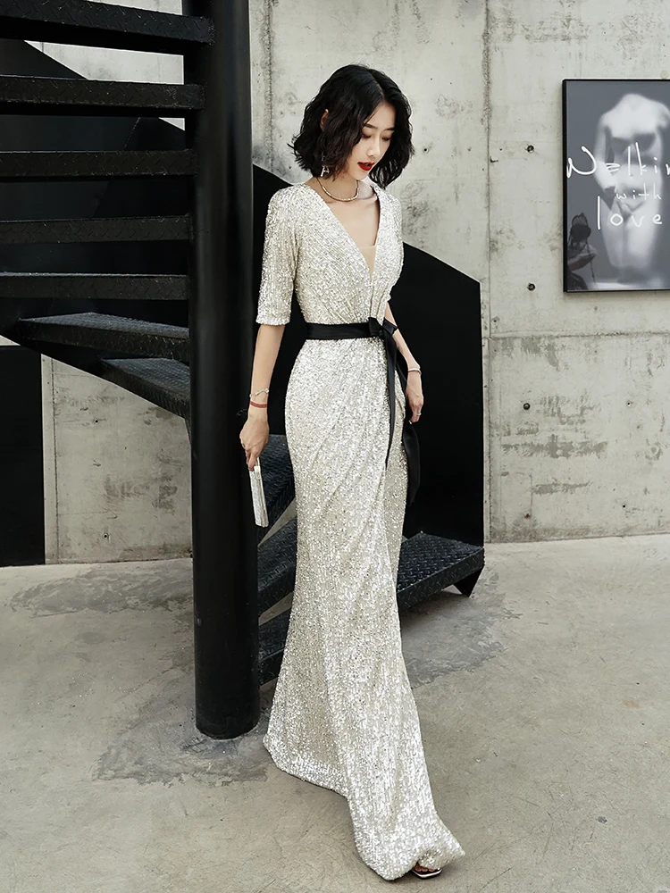 Ele White Evening Gown Women's Host Dr High-End Annual Meeting Ball Gown Korean Sle Fi Tail Long Skirt
Ele White Evening Gown Women's Host Dr High-End Annual Meeting Ball Gown Korean Sle Fi Tail Long Skirt