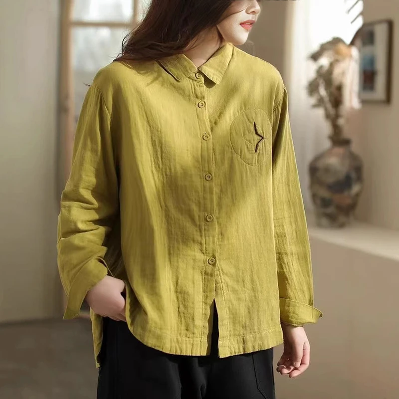 100% Cotton Women Long Sleeve Shirt New Arrival 2025 Spring Vintage Style Solid Color Loose Female Casual Tops Shirts M443
100% Cotton Women Long Sleeve Shirt New Arrival 2025 Spring Vintage Style Solid Color Loose Female Casual Tops Shirts M443
