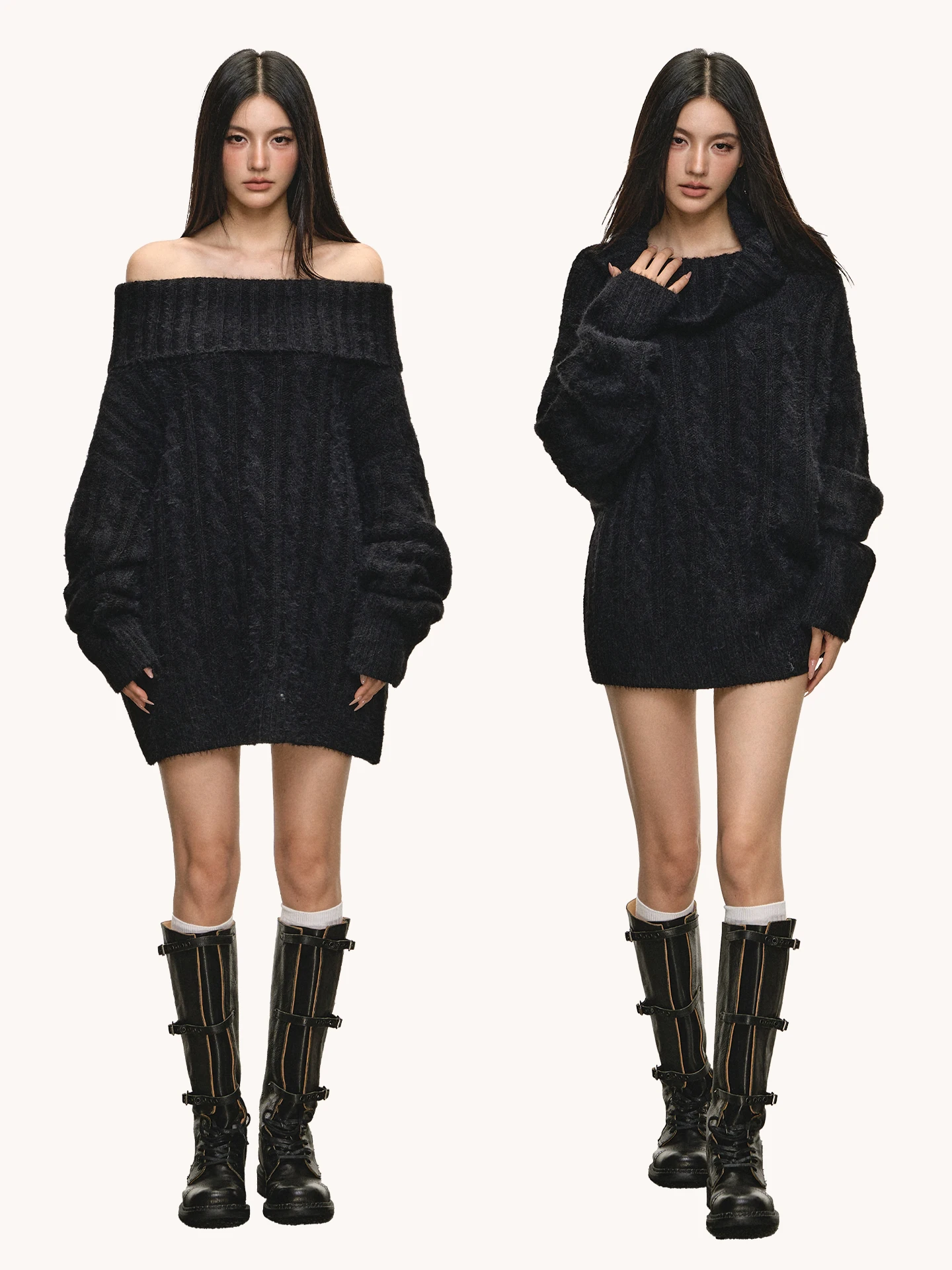 Anna Aneae Women's Wool High Collar Sweater Long Sve Knitted Top oulder Bared Autumn Winter Bla Soft And Lazy
Anna Aneae Women's Wool High Collar Sweater Long Sve Knitted Top oulder Bared Autumn Winter Bla Soft And Lazy