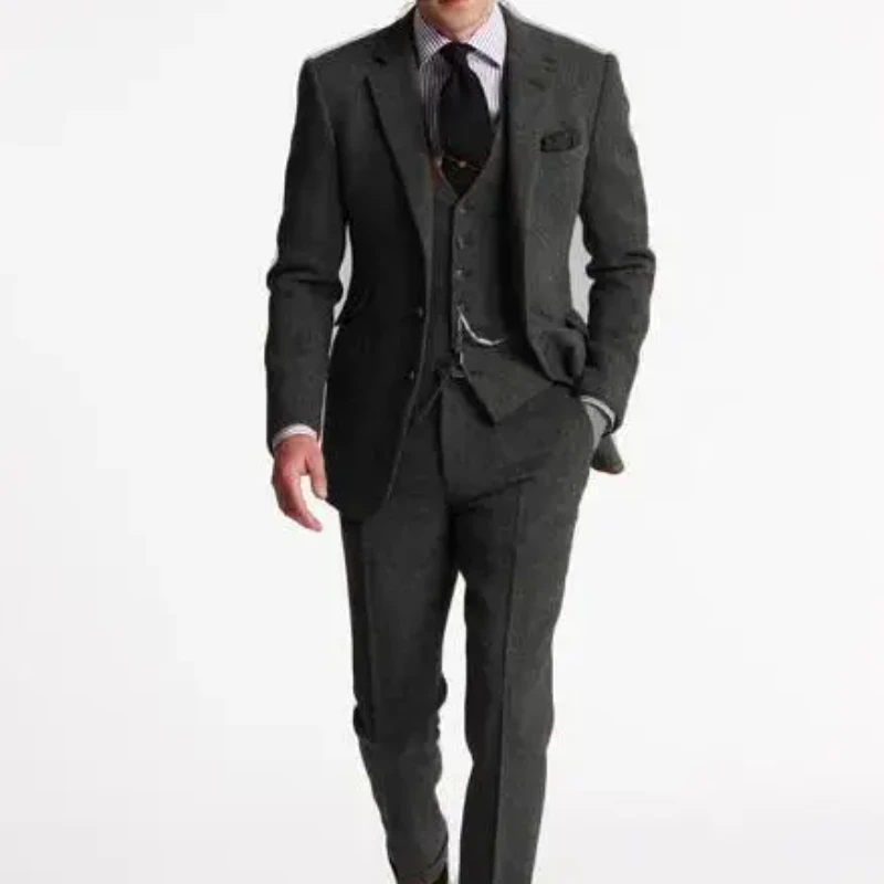 High Quality Costume Homme Grey Tweed Smart Business Men Suit Formal Wedding Suits for Men Groom Blazer Slim Fit 3 Piece Tuxedo
High Quality Costume Homme Grey Tweed Smart Business Men Suit Formal Wedding Suits for Men Groom Blazer Slim Fit 3 Piece Tuxedo