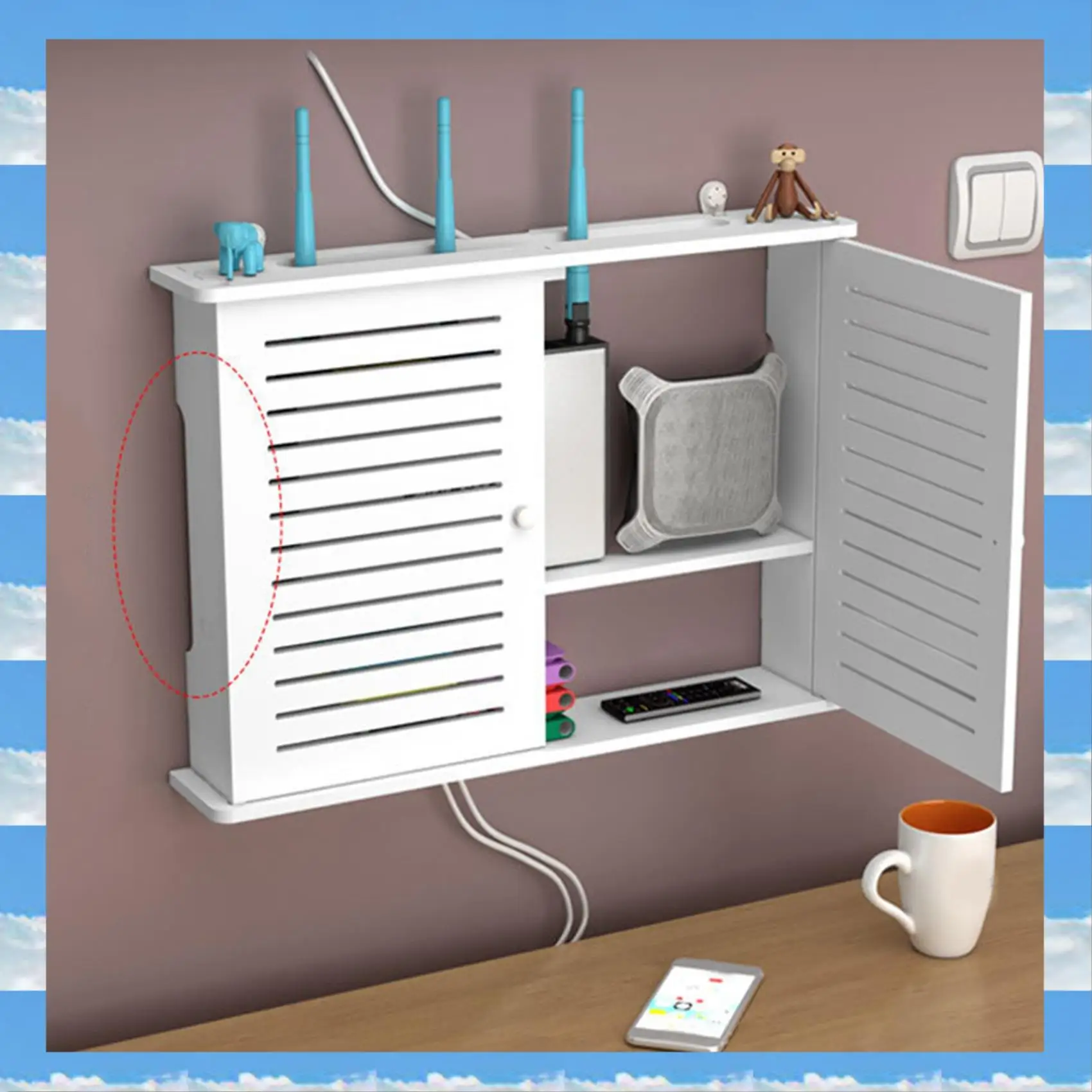 A11I 2X Wireless Wifi Router Storage Boxes Wooden Box Cable Power Plus Wire Bracket Wall Hanging Plug Board Shelf
A11I 2X Wireless Wifi Router Storage Boxes Wooden Box Cable Power Plus Wire Bracket Wall Hanging Plug Board Shelf
