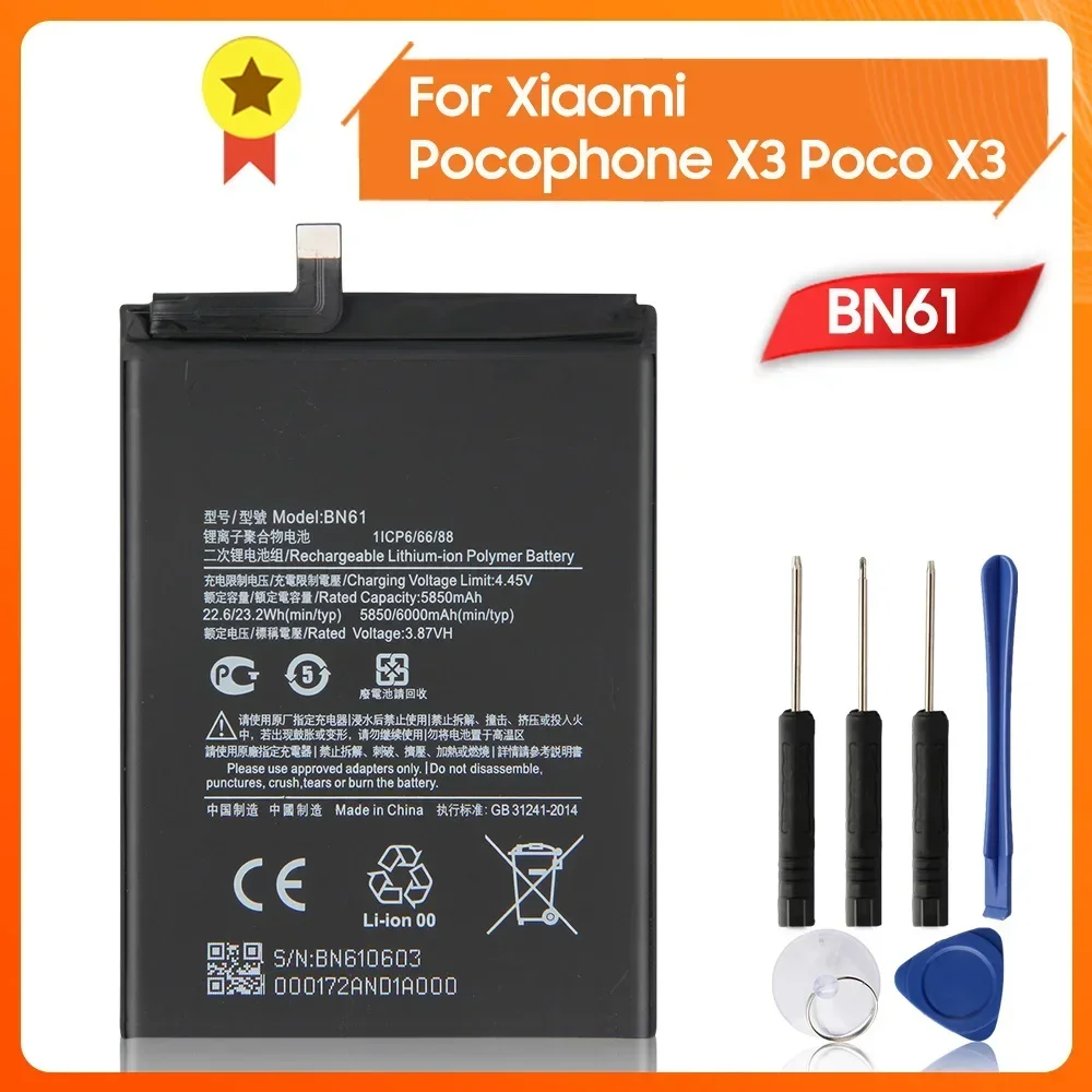 Production in 2024 Replacement Battery BN61 For Xiaomi Pocophone X3 Poco X3 6000mAh Phone Battery Quality Batteries With Tool
Production in 2024 Replacement Battery BN61 For Xiaomi Pocophone X3 Poco X3 6000mAh Phone Battery Quality Batteries With Tool