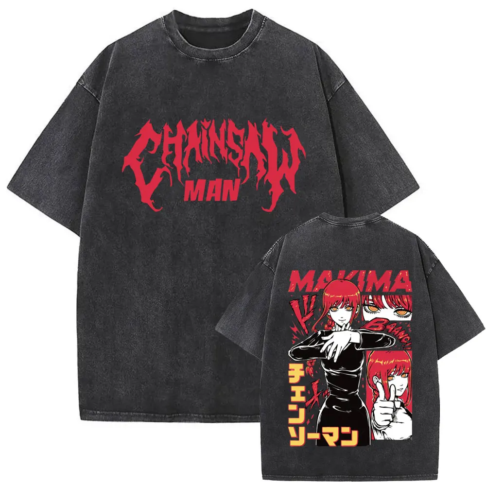Washed Vintage Anime Chainsaw Man Makima Double Sided Print T Shirt Summer Men Women Manga Fashion Trend Short Sleeve T-shirts
Washed Vintage Anime Chainsaw Man Makima Double Sided Print T Shirt Summer Men Women Manga Fashion Trend Short Sleeve T-shirts