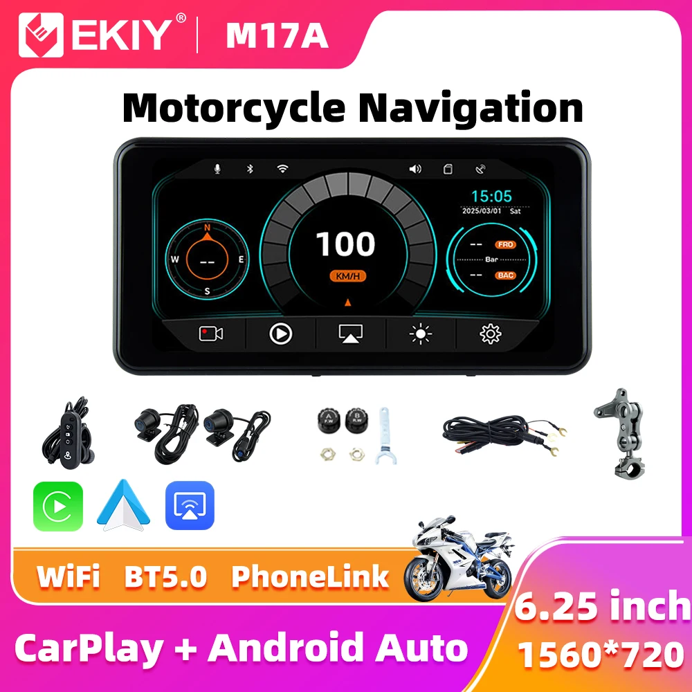 EKIY 6.25" Wireless CarPlay Moto Android Auto GPS Motorcycle Navigation Portable Digital Dashboard Display Screen TPMS Monitor
EKIY 6.25" Wireless CarPlay Moto Android Auto GPS Motorcycle Navigation Portable Digital Dashboard Display Screen TPMS Monitor