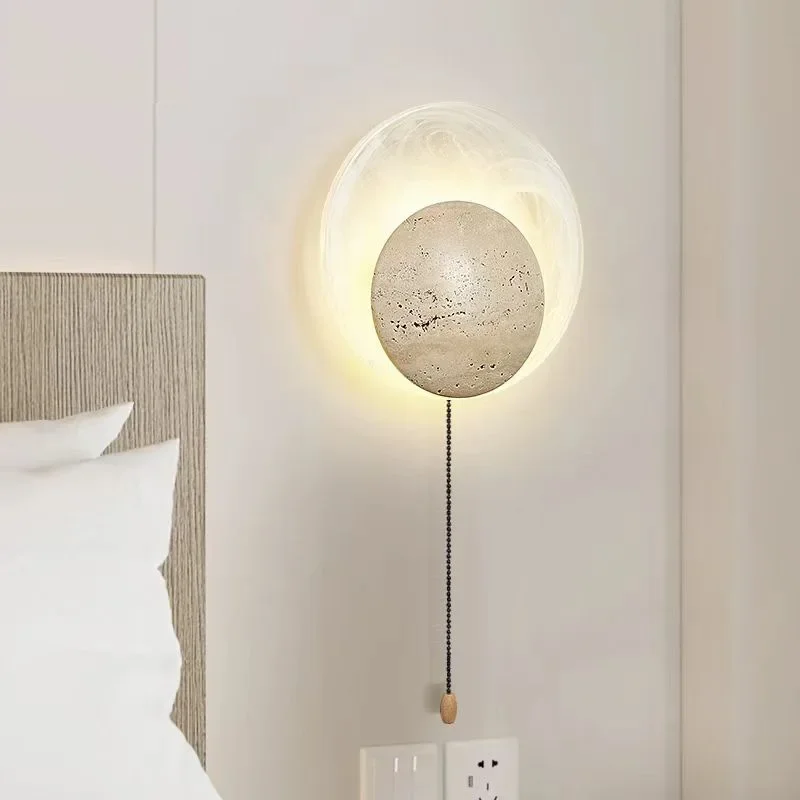 Creamy Wabi Sabi Japanese Travertine LED Wall Lamp for Bedroom Bedside Stairs Corridor 
Creamy Wabi Sabi Japanese Travertine LED Wall Lamp for Bedroom Bedside Stairs Corridor