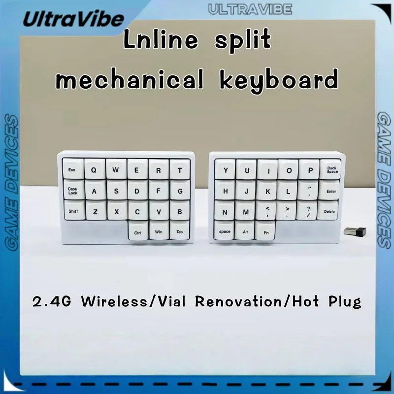 Wireless inline split mechanical keyboard 2.4G wireless ergonomic split 42 key 36 key hot swappable VIAL office game keyboard
Wireless inline split mechanical keyboard 2.4G wireless ergonomic split 42 key 36 key hot swappable VIAL office game keyboard