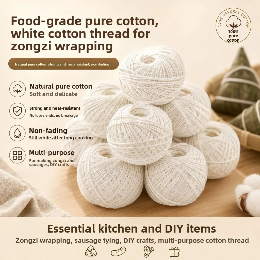 Zongzi Packaging Thread Sausage Rope Cotton Thread Durable Food Grade Cord for DIY Sewing Home Fabric Crafts
Zongzi Packaging Thread Sausage Rope Cotton Thread Durable Food Grade Cord for DIY Sewing Home Fabric Crafts