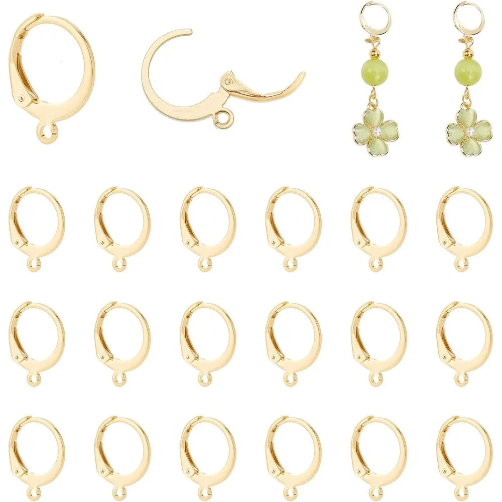 100 Pcs 24K Earring Hooks 304 Stainless Steel Ear Wire Lever Back Earring Findings en Earwire with Open Loop
100 Pcs 24K Earring Hooks 304 Stainless Steel Ear Wire Lever Back Earring Findings en Earwire with Open Loop