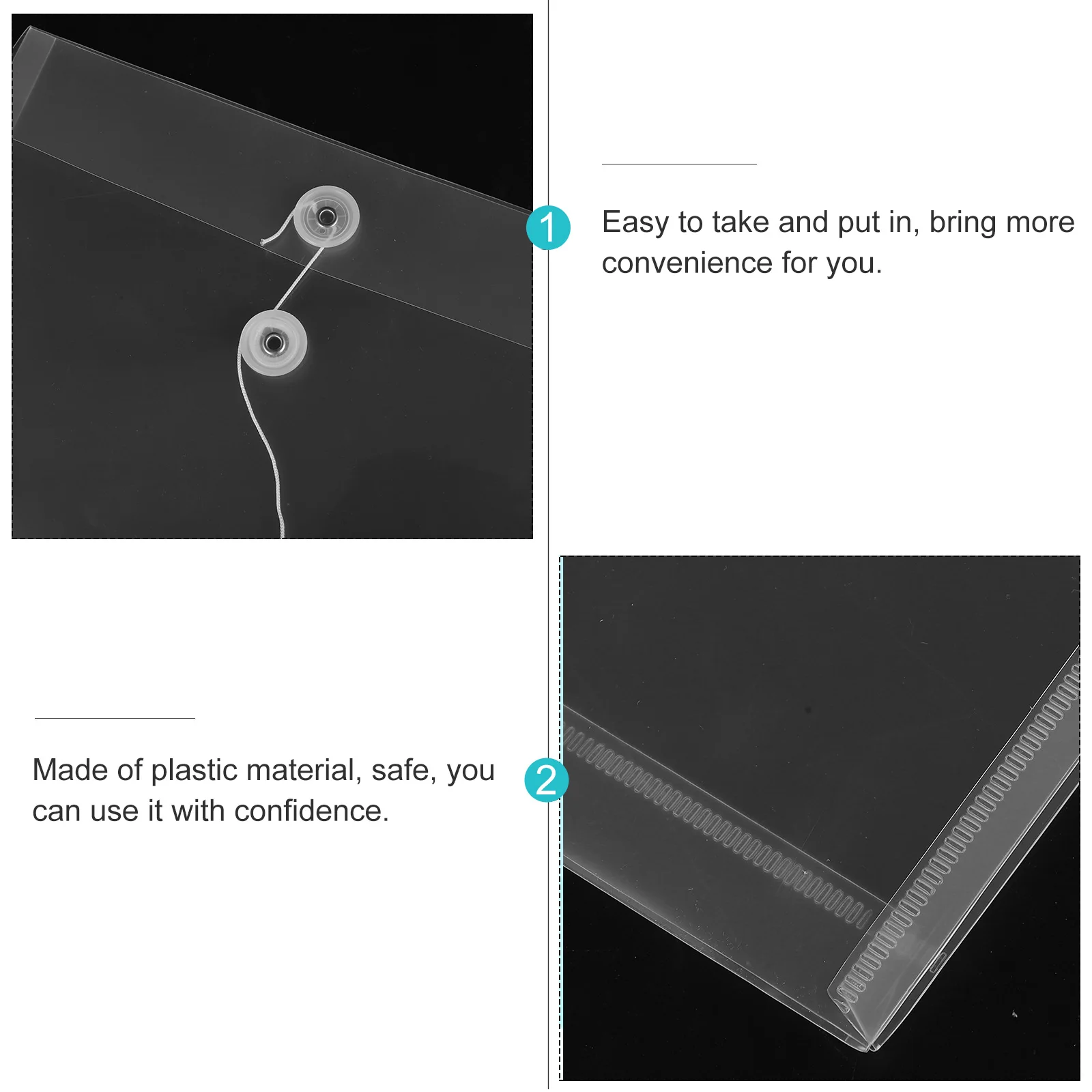 12pcs Plastic Folder Bag Rope Button Design Large Capacity Lightweight Clear Document Organizer For Receipts Tickets Transparent
12pcs Plastic Folder Bag Rope Button Design Large Capacity Lightweight Clear Document Organizer For Receipts Tickets Transparent