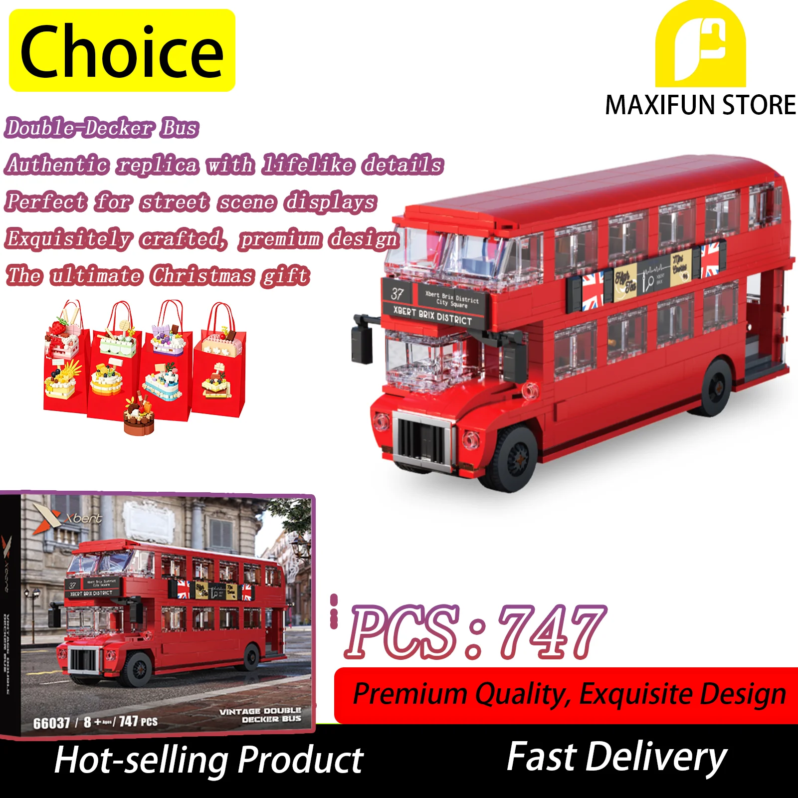 MOC PCS747 Double Decker Bus Building Blocks Toy Car Model Kit Creative Construction Engineering Vehicle Bricks for All Ages
MOC PCS747 Double Decker Bus Building Blocks Toy Car Model Kit Creative Construction Engineering Vehicle Bricks for All Ages