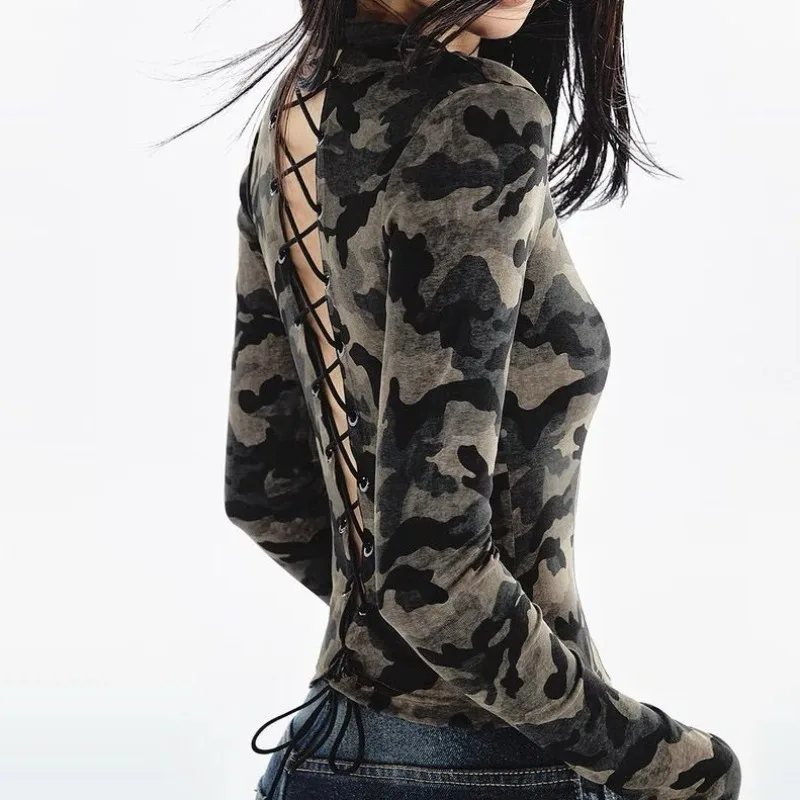 Japanese Camouflage Back Strap Cardigan T-shirt Women's Autumn New Slim Fit Sweet Cool Spicy Girl Top Harajuku Punk Thin Coat 
Japanese Camouflage Back Strap Cardigan T-shirt Women's Autumn New Slim Fit Sweet Cool Spicy Girl Top Harajuku Punk Thin Coat