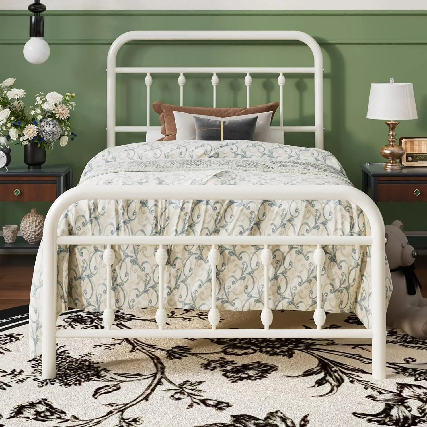 Twin Size Metal Platform Bed Frame with Victorian Style Iron-Art Headboard and Footboard, Easy Assembly, Under Bed Stora
Twin Size Metal Platform Bed Frame with Victorian Style Iron-Art Headboard and Footboard, Easy Assembly, Under Bed Stora