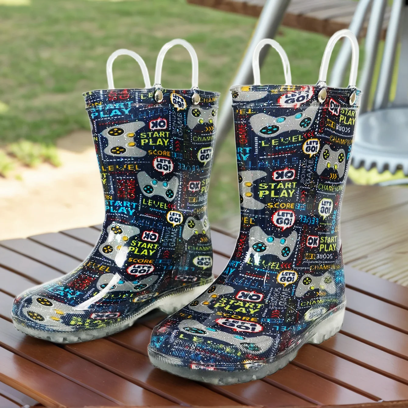 Children's Rain Boots Waterproof Non-slip Blue English LED Light Shoes for Toddlers Girls Boys
Children's Rain Boots Waterproof Non-slip Blue English LED Light Shoes for Toddlers Girls Boys