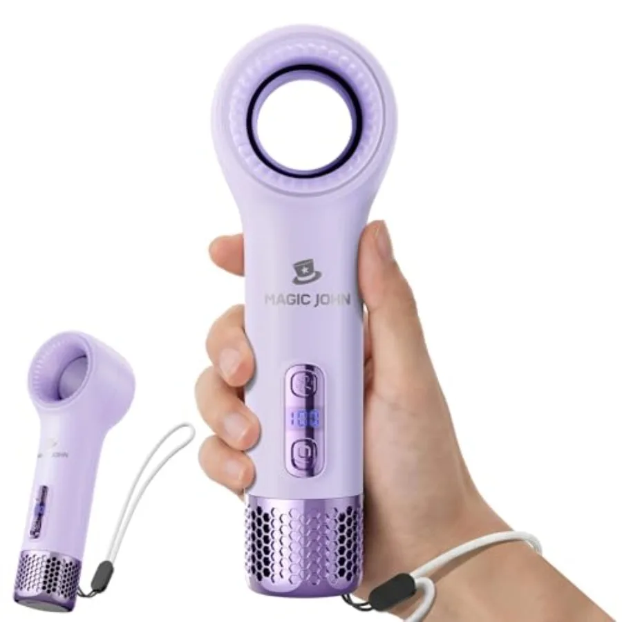 Portable Handheld Fan - Bladeless 5 Speed High Velocity Personal Fan with LED Display, Mini Fan with Lanyard for Makeup, 5000mA
Portable Handheld Fan - Bladeless 5 Speed High Velocity Personal Fan with LED Display, Mini Fan with Lanyard for Makeup, 5000mA