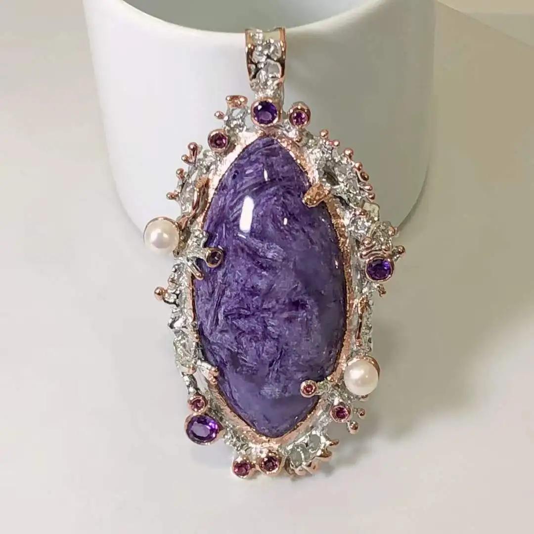 925 Silver Gold-plated Purple Dragon Crystal Handmade Atmospheric Pendant Fashion Special Wedding Party
925 Silver Gold-plated Purple Dragon Crystal Handmade Atmospheric Pendant Fashion Special Wedding Party
