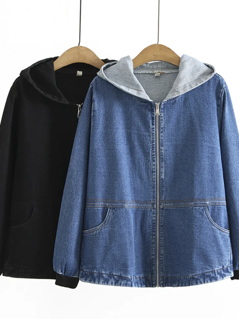 Spring Autumn 2023 Korean Style Large Size Women's Sporty Casual Hooded Zipper Denim Long Sleeve Short Jacket Loose Fit Cotto...
Spring Autumn 2023 Korean Style Large Size Women's Sporty Casual Hooded Zipper Denim Long Sleeve Short Jacket Loose Fit Cotto...