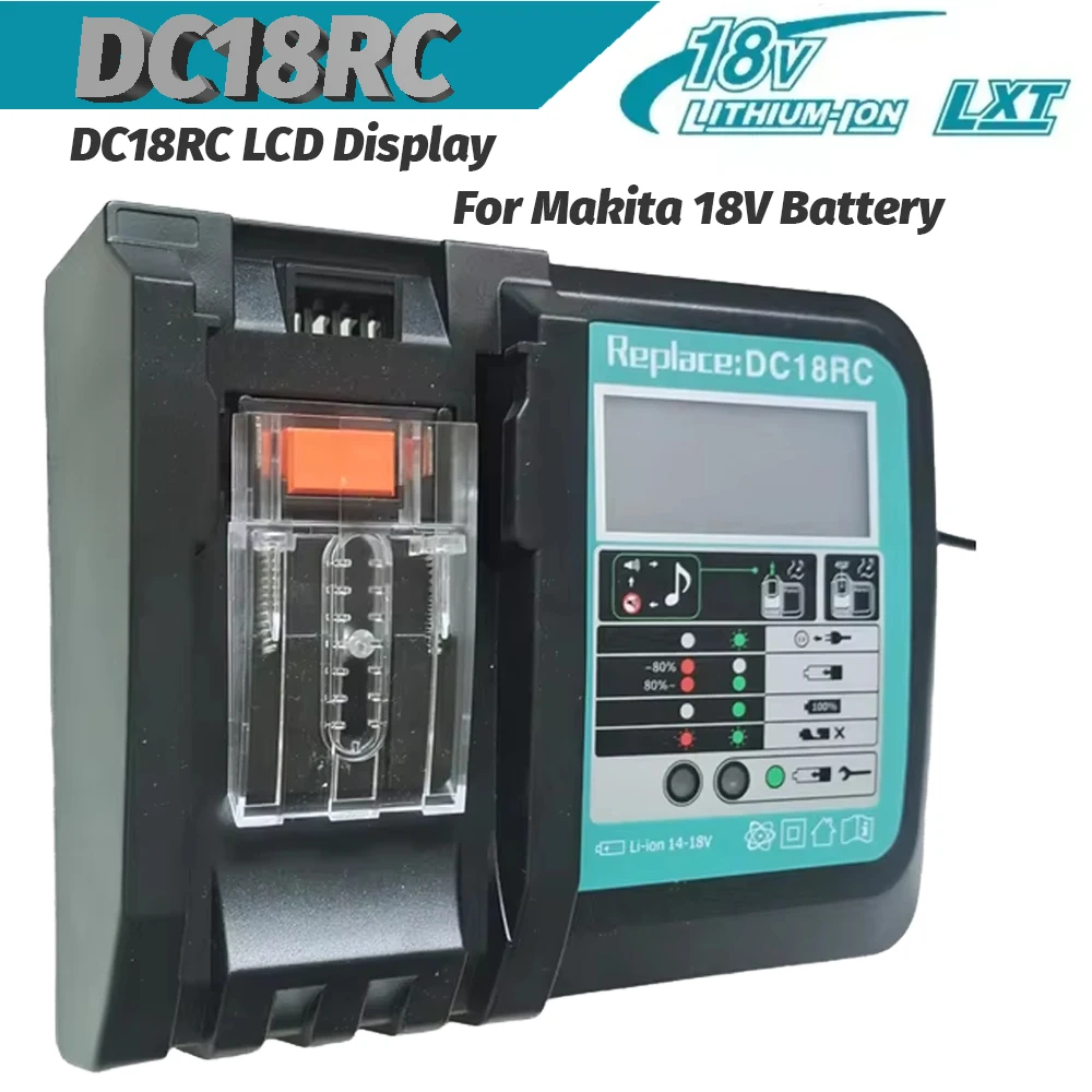 DC18RC Li-ion Battery Charger For Makita 14.4V 18V BL1830 Bl1430 DC18RF BL1815 BL1415 LXT400 BCl180W DC18RD DC18RE DC18SF BL1860
DC18RC Li-ion Battery Charger For Makita 14.4V 18V BL1830 Bl1430 DC18RF BL1815 BL1415 LXT400 BCl180W DC18RD DC18RE DC18SF BL1860