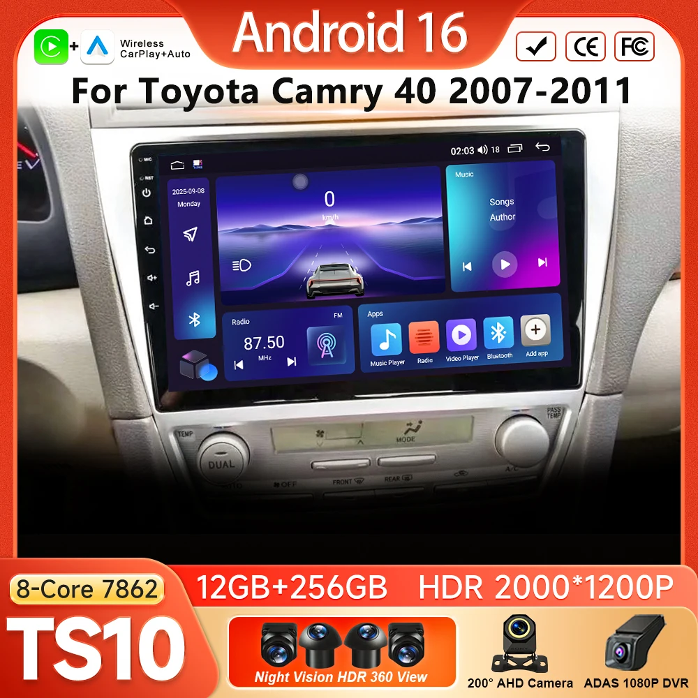 Android 16 Wireless Carplay Radio For Toyota Camry 40 2007 2008 2009 2010 2011 Android Auto Car Play Multimedia Video Player 4G
Android 16 Wireless Carplay Radio For Toyota Camry 40 2007 2008 2009 2010 2011 Android Auto Car Play Multimedia Video Player 4G