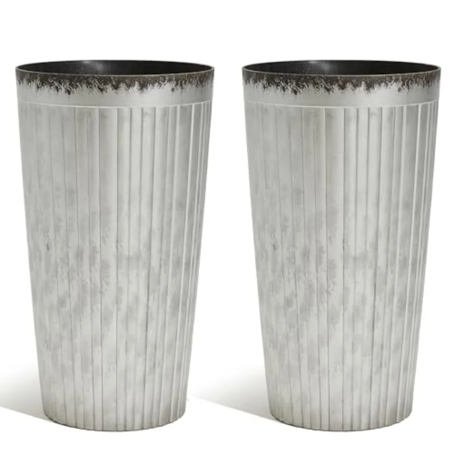 Garden 22.5 H. Plastic Planters - Set of 2 Silver Color Tall Conical Plant Pots for Indoor Outdoor Use - Decorative Lightweight
Garden 22.5 H. Plastic Planters - Set of 2 Silver Color Tall Conical Plant Pots for Indoor Outdoor Use - Decorative Lightweight