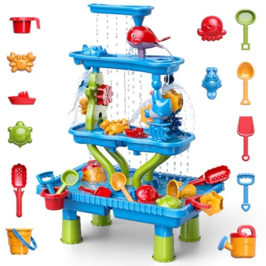 4-Tier Sand and Water Table for Toddlers 18M+ Outdoor Splash Water Play Activity Set for Ages 2 3 4 5 6 7 Years Summer Beach Po
4-Tier Sand and Water Table for Toddlers 18M+ Outdoor Splash Water Play Activity Set for Ages 2 3 4 5 6 7 Years Summer Beach Po