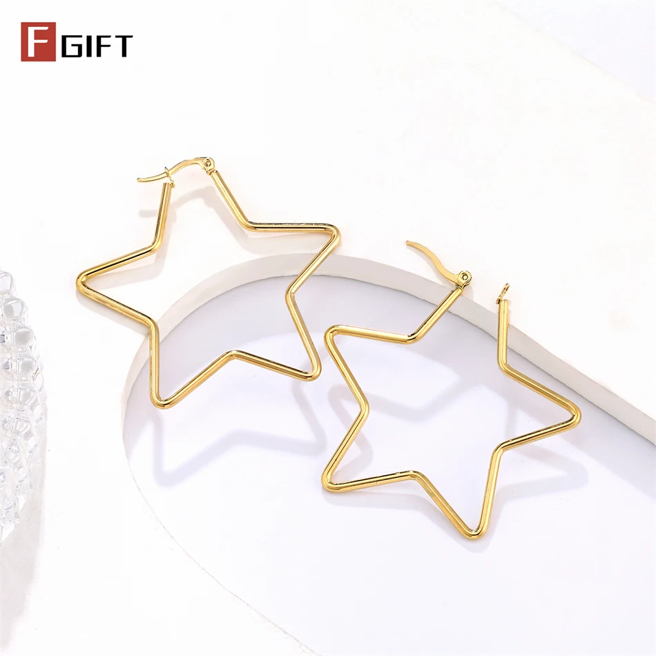 Серьги-кольца «Звезда» для женщин, из нержавеющей стали, золотистые, модные ювелирные украшения
Серьги-кольца «Звезда» для женщин, из нержавеющей стали, золотистые, модные ювелирные украшения