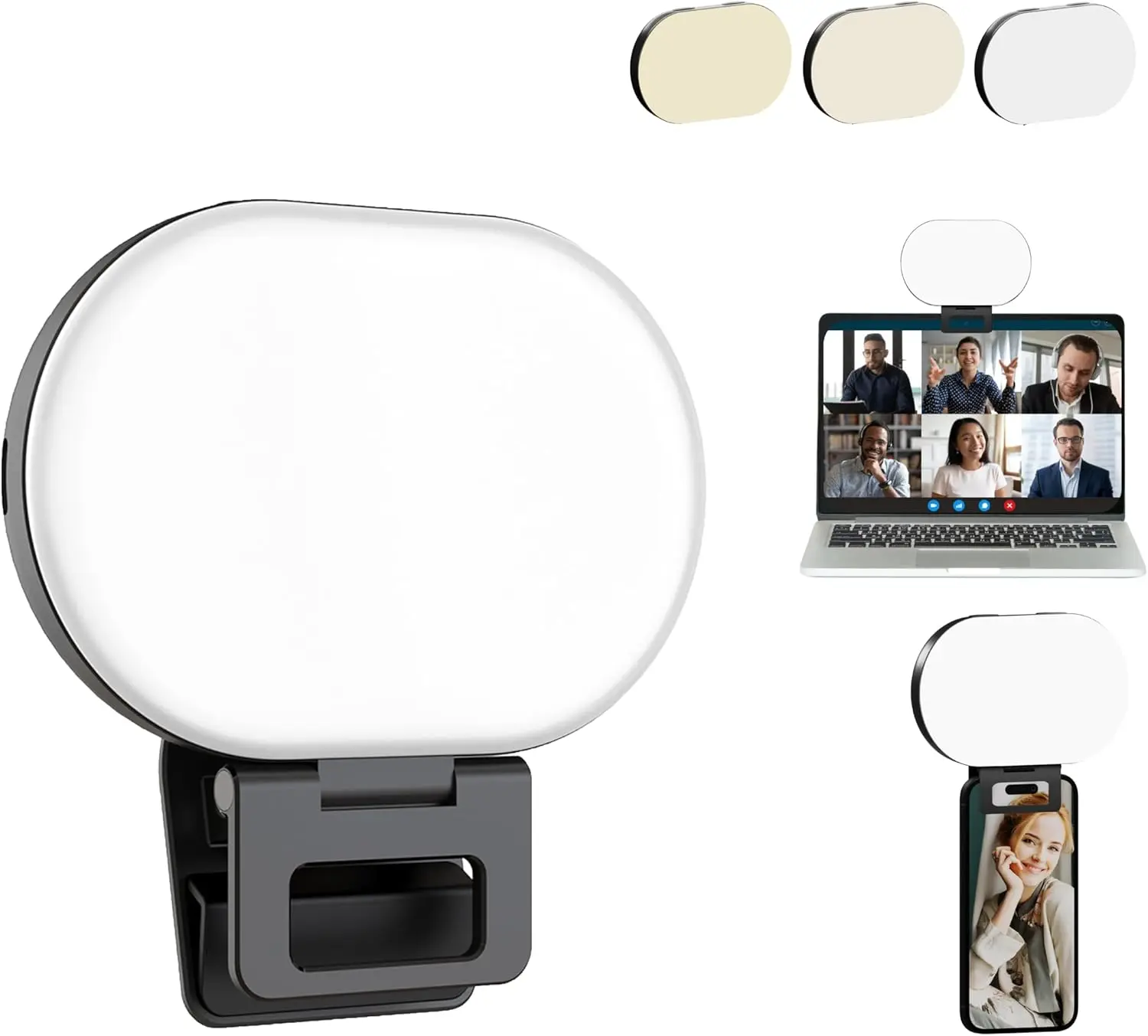 Portable Selfie Light Rechargeable 2000mAh 2700-6500K, Phone Light with Silicon Clip Type-C, 3 Color Modes for Phones Ca
Portable Selfie Light Rechargeable 2000mAh 2700-6500K, Phone Light with Silicon Clip Type-C, 3 Color Modes for Phones Ca