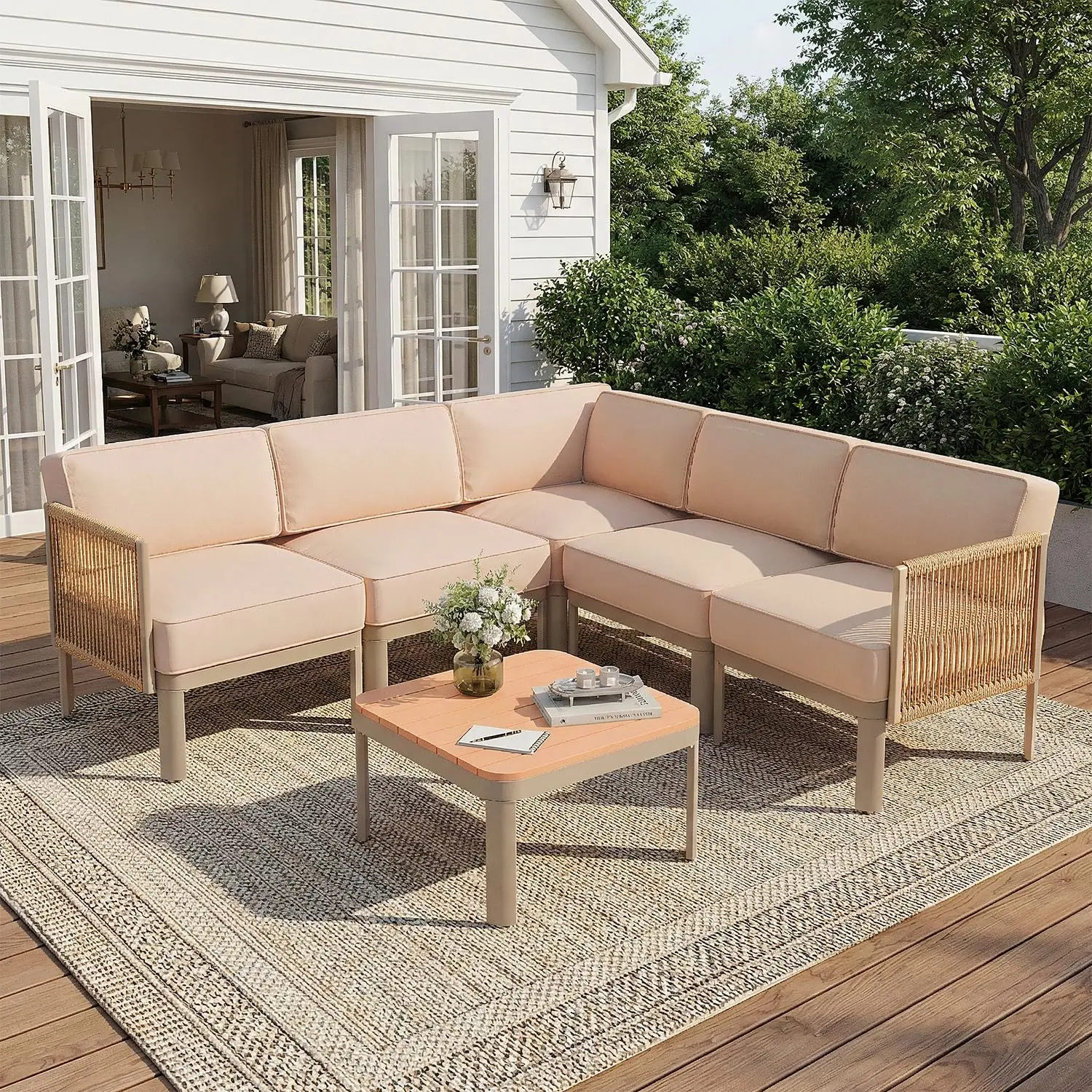 6 Pieces Patio Sectional Furniture Set, Aluminum Frame Outdoor Conversation Set with Washable 6" Thick Cushions &, Customized
6 Pieces Patio Sectional Furniture Set, Aluminum Frame Outdoor Conversation Set with Washable 6" Thick Cushions &, Customized