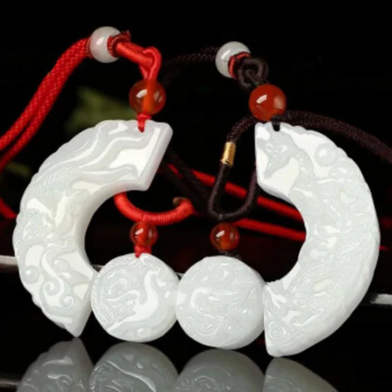 Hetian with design men and women, pendant family ties, white jade parent-child pend
Hetian with design men and women, pendant family ties, white jade parent-child pend
