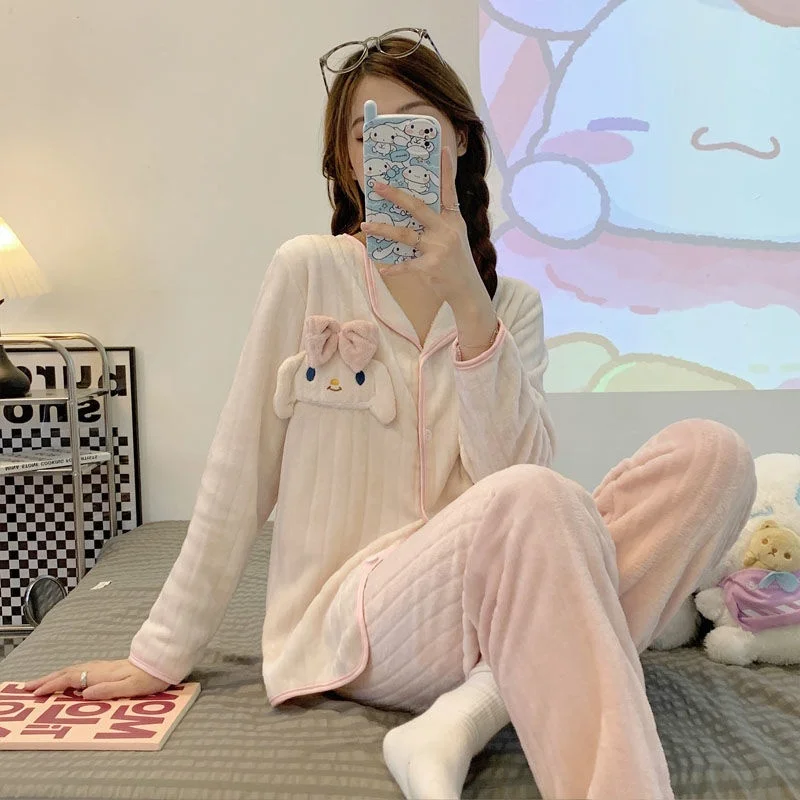 Coralline Fleece Sleepwear Women's Autumn Winter Plush Home Clothes Set Sweet Cute Cardigan Warmth Home Suit Long Sleeve
Coralline Fleece Sleepwear Women's Autumn Winter Plush Home Clothes Set Sweet Cute Cardigan Warmth Home Suit Long Sleeve