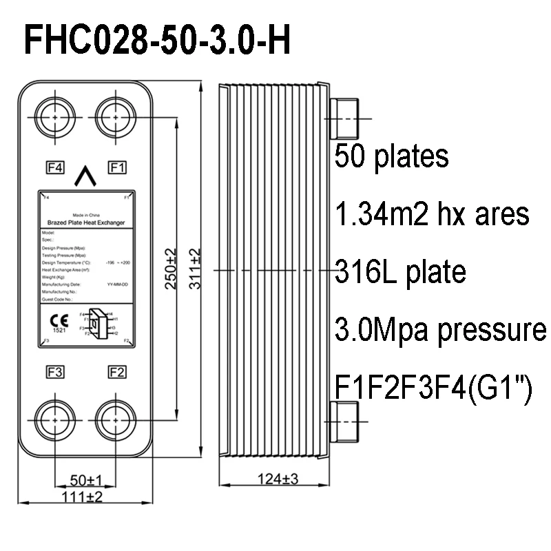 FHC028-50-3.0-H 1.34m² 50-Plate 316L Stainless Steel Plate Heat Exchanger | High Efficiency Heat Transfer for HVAC/Industrial
FHC028-50-3.0-H 1.34m² 50-Plate 316L Stainless Steel Plate Heat Exchanger | High Efficiency Heat Transfer for HVAC/Industrial