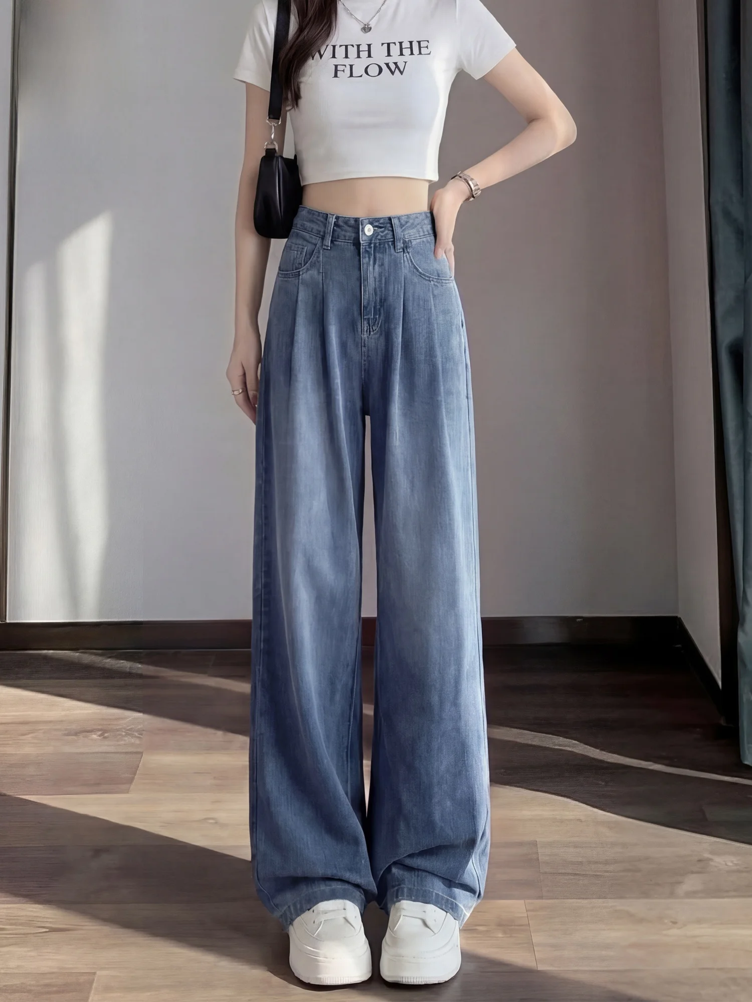 Lacele Silk Ice Silk High Waist Narrow Version Summer Thin New Style Women's Jeans Loose Fit Straight Leg Wide Leg Pants
Lacele Silk Ice Silk High Waist Narrow Version Summer Thin New Style Women's Jeans Loose Fit Straight Leg Wide Leg Pants