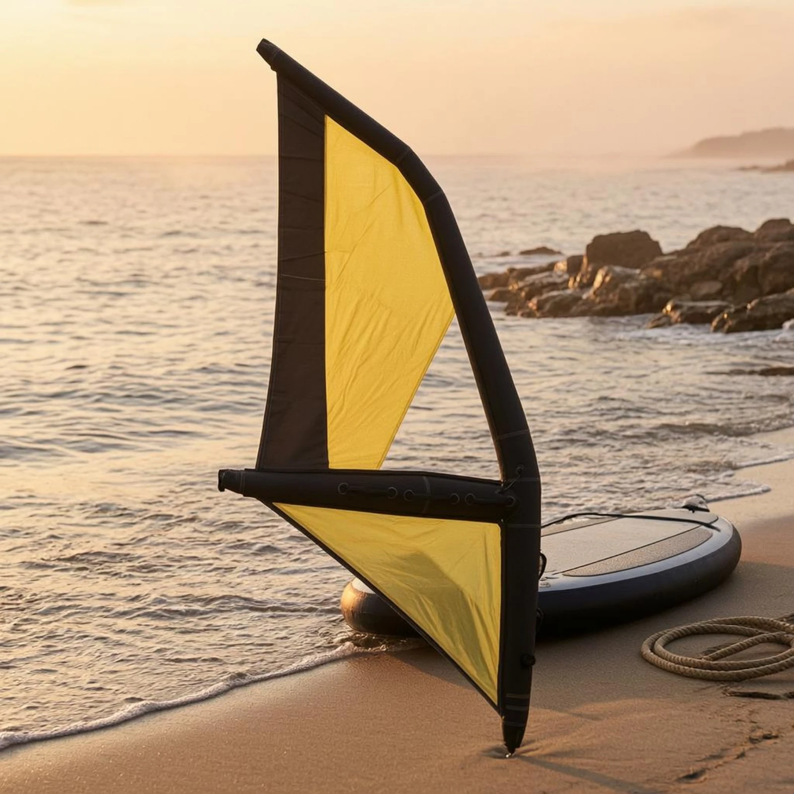 Inflatable Wind Sail Inflatable Tube Paddle Board Sail Water Sports Gear with Storage Bag Black and Yellow
Inflatable Wind Sail Inflatable Tube Paddle Board Sail Water Sports Gear with Storage Bag Black and Yellow