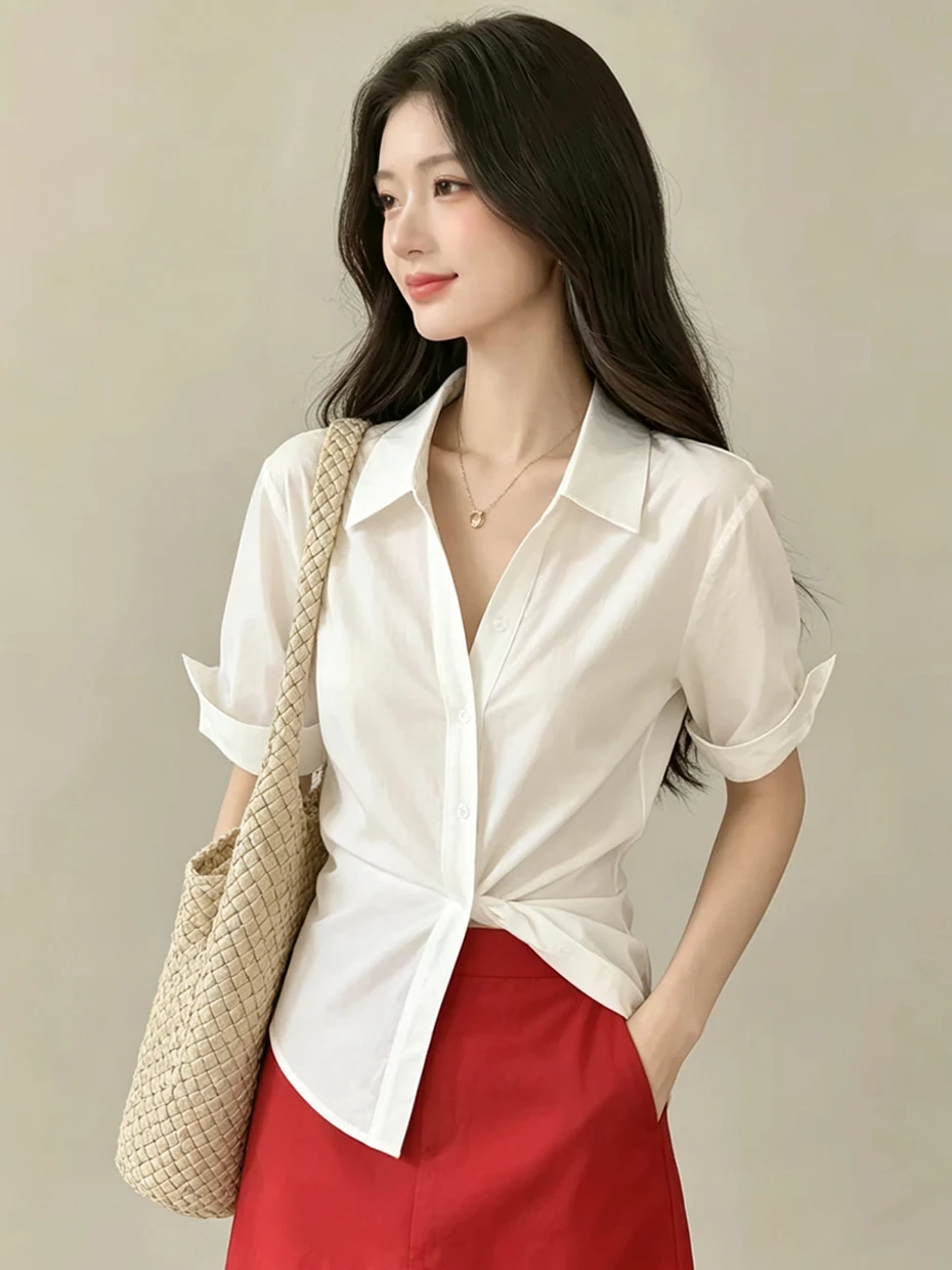 White Short Sleeve Linen Shirt Women Summer New Waist Cinched Elegant Fairylike Short Style Small Capitalization Top
White Short Sleeve Linen Shirt Women Summer New Waist Cinched Elegant Fairylike Short Style Small Capitalization Top