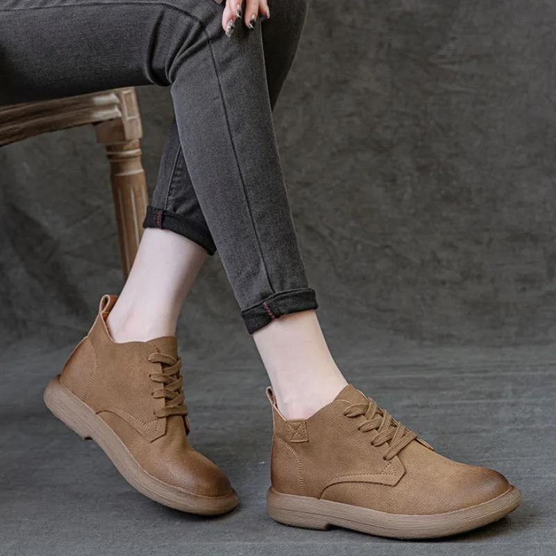 Leather Ankle Boots Women's Flat Bottom Retro Casual Short Boots Versatile Boots Women's Shoes Lace Up Leather Casual Shoes
Leather Ankle Boots Women's Flat Bottom Retro Casual Short Boots Versatile Boots Women's Shoes Lace Up Leather Casual Shoes